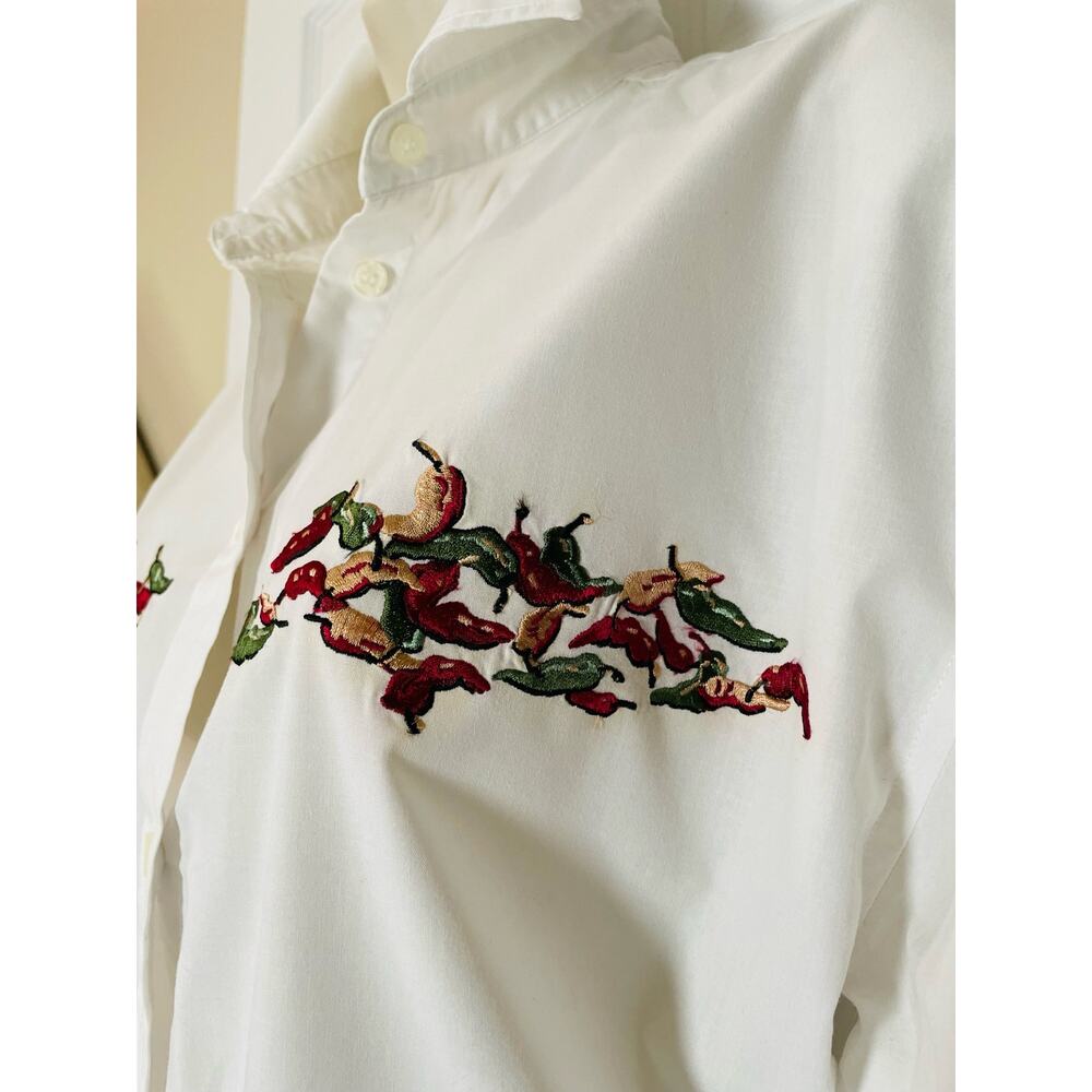 Vintage Chili Pepper Top, Witt's End, Button Up, Embroidered,‎ New Cond. Small - Picture 6 of 7